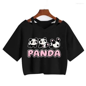 T-shirts Femmes Kawaii Crop Tops Pour Filles Mignon Style Coréen T-shirt Femmes Panda Lait Graphique Chemise Dessin Animé Harajuku Y2k Tee Tshirt