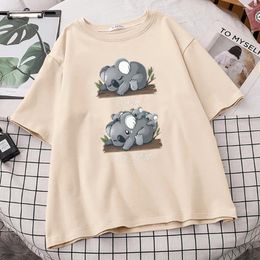 T-shirts pour femmes Koala Koalization Climb Wood Print Femme Mode Maison Vêtements Créativité T-shirt surdimensionné Rétro Soft Womans T-shirts