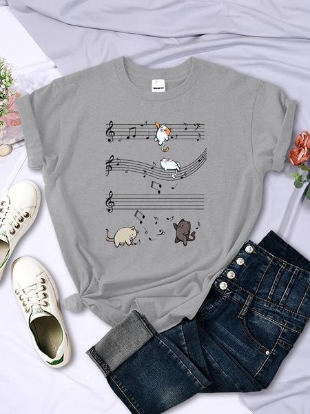 T-shirts pour femmes Kopie Von Musical Cats Notes Impression Femmes Tee Vêtements Chemise confortable Doux T-shirts mignons Respirant Femme Tops
