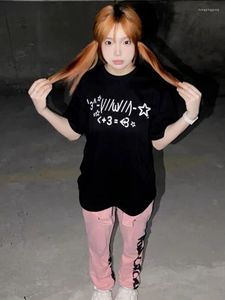 T-shirts pour femmes Tops coréens Y2k T-shirt esthétique Grunge Lettre Imprimer Haruku T-shirt graphique Vintage Casual Loose Camisetas Mignon