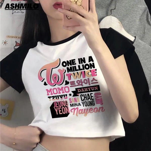 Camisetas para mujer KPOP dos veces verano Harajuku Y2k camiseta estilo coreano camisa mujer ropa de calle Ulzzang camisetas Crop Top mujer ropa ajustada