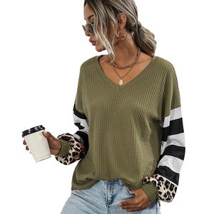 Dames t shirts dames polyester stikselstrepen kleding voor herfst en winter met lange mouwen losse top druppel