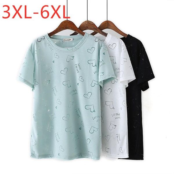 Camisetas de mujer, camisetas de talla grande de verano para mujer, camisetas grandes de manga corta sueltas de algodón, verde, blanco, ahuecadas, 3XL, 4XL, 5XL, 6XL, para mujer