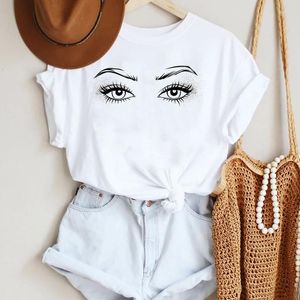 T-shirts pour femmes Lady Print Tee Graphic Top Femme T-shirts Vêtements T-Shirt Femme Vêtements Style Tendance Eye Eyelash Fashion Cartoon Summer