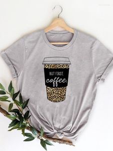 T-shirts pour femmes léopard café doux 90 s t-shirt mode femmes vêtements dames vêtements à manches courtes graphique femme décontracté imprimé T-shirts