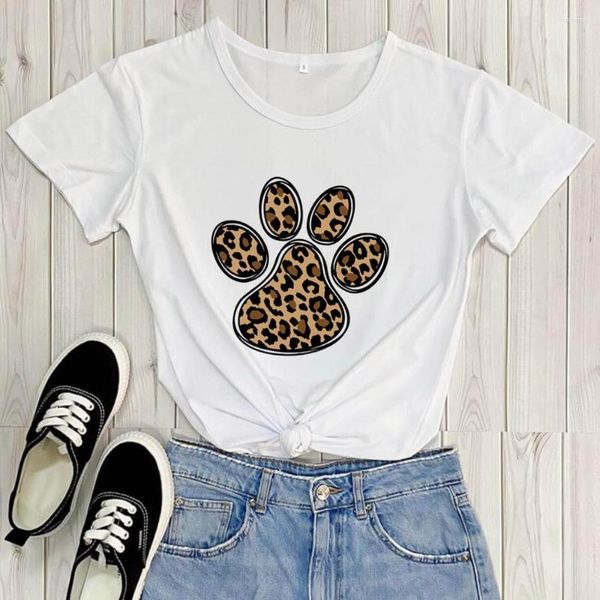 Camisetas de mujer Camiseta con estampado gráfico de leopardo Llegada Algodón Divertido Perro Amor Amante Regalo