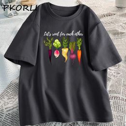 Camisetas de mujer Let's Root For Each Other And Watch Grow camiseta de plantas vegetales camiseta Floral de verano para mujer camisetas casuales