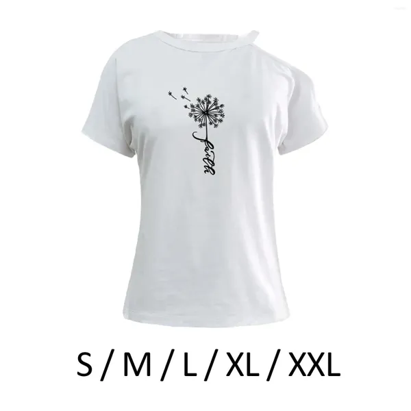 T-shirts pour femmes Lettre Graphique Imprimé Col Rond Décontracté Coupe Ample T-shirt élégant Pour Les Vacances Les Trajets Vacances Shopping Blanc