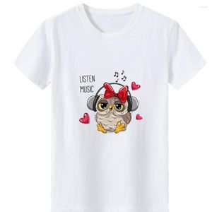 T-shirts de femmes écouter la musique tshirt tshirt top top harajuku animal imprimé shirt coton fashion à manches courtes à manches