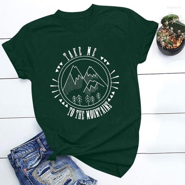 T-shirts pour femmes Plaine à manches longues pour les femmes Randonnée d'été Mountain Imprimé graphique Short Travel Confort