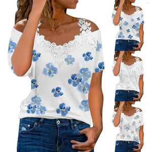 T-shirts pour femmes à manches longues T-shirt de course pour femmes Silky Women Short Tops Lace Splicing Extra For