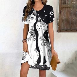 T-shirts pour femmes T-shirt long T-shirt d'été Mode Femme Vêtements 3D Art Cat Imprimer Tops à manches courtes T-shirts 2024 T-shirt féminin surdimensionné