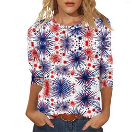 Dames T-shirts Losvallend Casual Bloemenprint Ronde Hals Driekwartmouwen Para Mujeres Roupas Feminina Winteroutfits Voor Vrouwen