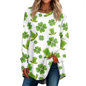 Dames T-shirts Losse Casual Ronde St. Patrick's Day Gedrukte Trui met lange mouwen T-shirt Top Damesmode Blouse 2024 Shirt