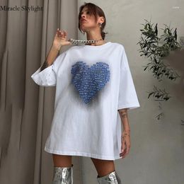 T-shirt à manches courtes pour femmes, imprimé Love, en pur coton, pour vêtements d'extérieur, ample et polyvalent, haut de printemps