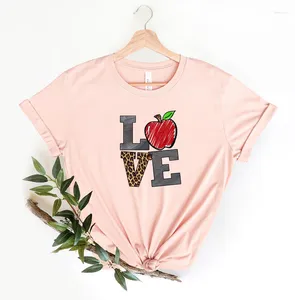 Camisetas de mujer Love Teacher camiseta San Valentín regalo del Día de San Valentín ropa para mujeres algodón cuello redondo Casual manga corta Top camisetas