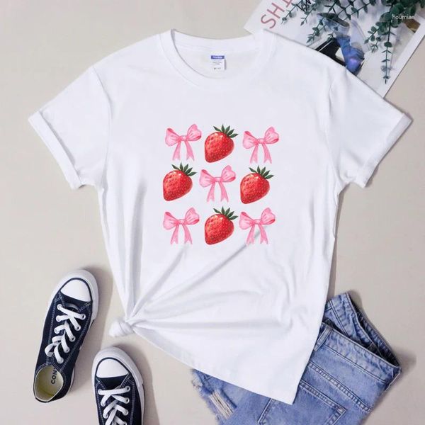 T-shirts pour femmes beaux t-shirts à arc à la fraise