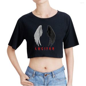 T-shirts pour femmes Lucifer saison 5 Logo T-Shirt Merch haut court nombril exposé T-Shirt surdimensionné haut col en o femmes T-Shirt drôle mode