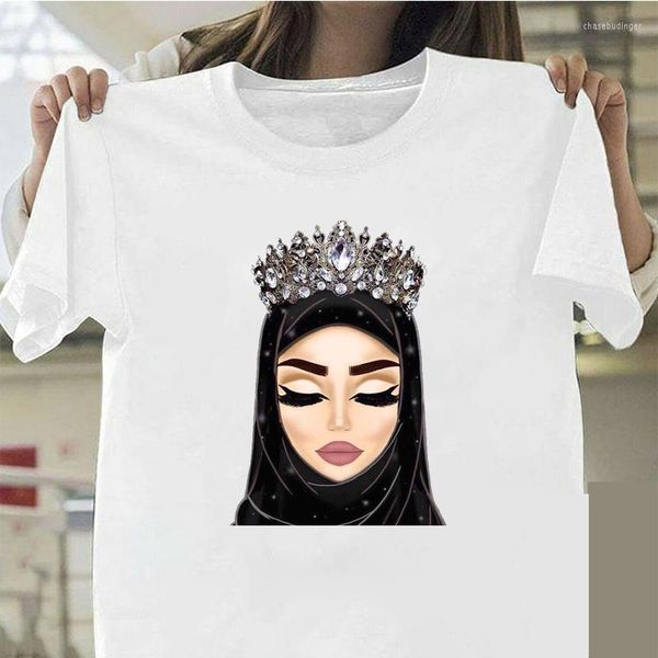 Camisetas de mujer de lujo en Hijab cara musulmana islámica Grils ojos camisa Harajuk Tops camiseta estética moda mujer camiseta Sexy
