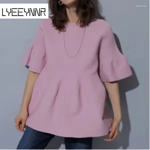 T-shirts Femmes Lyeynnr Japon Style T-shirts tricotés Femmes Solide Couleur Simple All-Match High Street Mode Doux Lâche Tops d'été