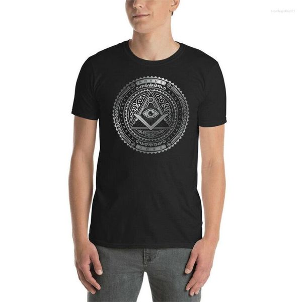 Camisetas de mujer Masonic Illuminati Silver Coin Novus Ordo - Camiseta de manga corta Ask-1 Diseño para jóvenes de mediana edad Camiseta de edad avanzada