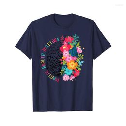 Dames t shirts geestelijke gezondheid is van belang geschenken menselijk brein ziekte bewustzijn t-shirt geschenken esthetische dames kleding bloemenprint uitspraken tee