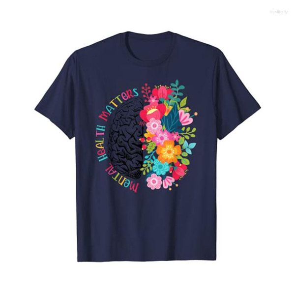 Camisetas de mujer Asuntos de salud mental Regalo Cerebro humano Enfermedad Concientización Camiseta Regalos Estética Ropa de mujer Estampado floral Refranes Camiseta