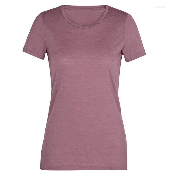 Camisetas de mujer Camisa de lana de merino Capa base de mujer 150G Camiseta ligera para uso diario Camiseta deportiva de manga corta de secado rápido