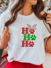 Dames T-shirts Vrolijk Kerstvakantie Jaar Vrouwen Shirt Korte mouw O Hals Losse T-shirt Dames T-shirt Cartoon Mode Tops