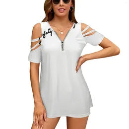 T-shirts pour femmes -MG Safety Fast Merchandise Fashion Zip Off Top à manches courtes Chemise pour femmes MG