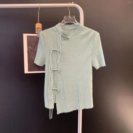 Camisetas para mujeres Miyake camiseta plisada temperamento delgado suelto blusa elegante hembra 2024 impresión de primavera y verano estilo étnico