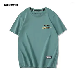 Camisetas para mujer MOINWATER Mujeres Simple Impreso Camisa de verano Mujer Gris Casual Algodón Camisetas Unisex Verde Deportivo Manga corta Tops MT2374