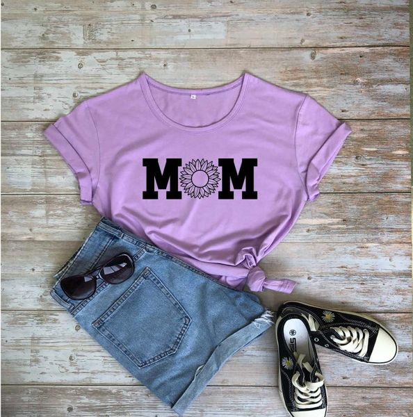 Camisetas de mujer Mamá Girasoles Gráfico Mujer Moda Algodón puro Casual Hipster Camisa Día de la madre Regalo Grunge Tumblr Camisetas Estética Linda