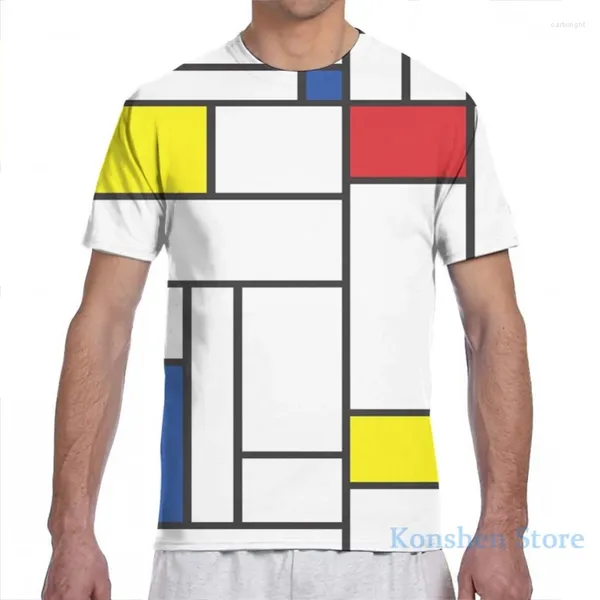 T-shirts Femmes Mondrian Minimaliste De Stijl Art Moderne II Hommes T-shirt Femmes All Over Print Girl Shirt Boy Tops Tees T-shirts à manches courtes