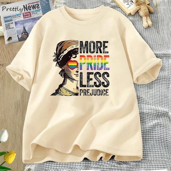 T-shirts pour femmes Plus de fierté Moins de préjugés T-shirt Lgbt Gay Proud Ally Chemise du mois Femmes Hommes LGBTQ Tshirt Été Coton Tops à manches courtes