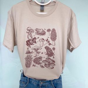 T-shirts pour femmes champignon grenouille Bug voiture Vintage T-Shirt tropical femmes été décontracté surdimensionné vacances plage chemise mignon esthétique vacances