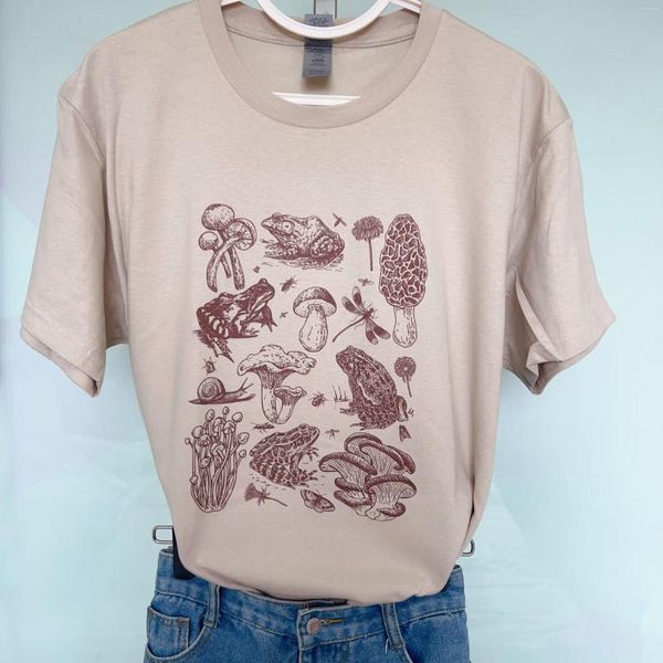 T-shirts pour femmes champignon grenouille Bug voiture Vintage T-Shirt tropical femmes été décontracté surdimensionné vacances plage chemise mignon esthétique vacances