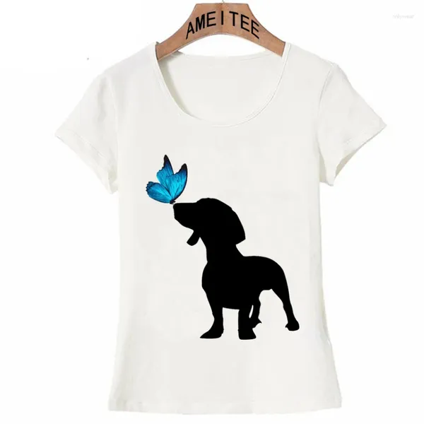 Camisetas para mujeres mi amiga dachshund y camiseta estampada de mariposa para mujeres casuales de perro gracioso tops de soltera