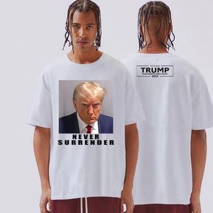 Dames T-shirts Never Surrender Trump 2024 Make America Great Again Katoenen T-shirt met korte mouwen