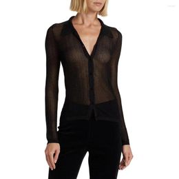 T-shirts pour femmes Nordic Minimalist Nili Semi-visible Sexy Cut-out Long Sleeve Knitted Silk Blend Gold Thread Polo Neck Temperament Blouse