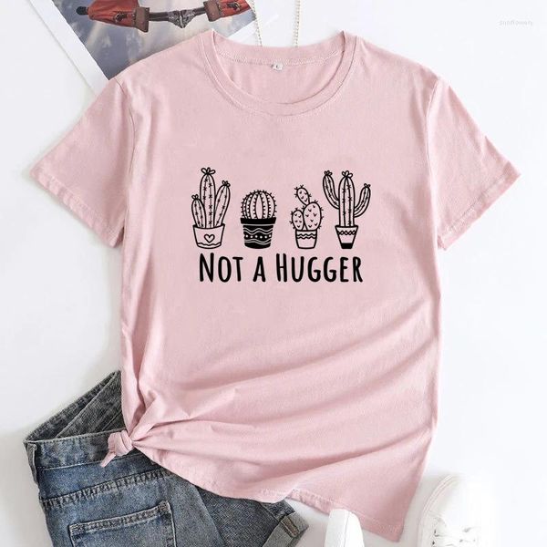 Camisetas para mujeres no una camiseta de abrazadora sarcástica mujer cactus jardinería camiseta top linda planta mamá región camiseta