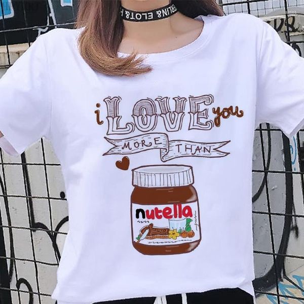 T-shirts pour femmes Nutella Harajuku esthétique T-shirt femmes drôle graphique impression décontracté chemise blanche 2023 été mode grande taille T-shirt