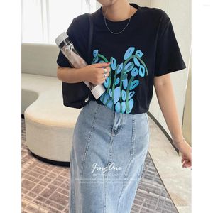 T-shirts Femmes T-shirt surdimensionné 2023 Femmes Mode Y2K Vêtements Vintage Coréen Été Élégant One Piece Floral Top Crop Blouse Tee Court