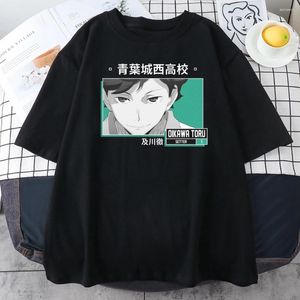Camisetas para mujer Camiseta de gran tamaño Haikyuu Oikawa Tooru Casual O Cuello Camisa negra de manga corta Moda Verano Harajuku Camiseta gráfica para mujer