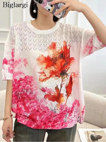 T-shirts pour femmes T-shirts d'été tricotés surdimension