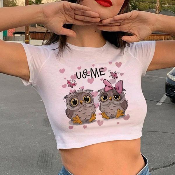 Camisetas de mujer Owl Yk2 Fairycore Crop Top mujer Trashy Gothic Kawaii Tee