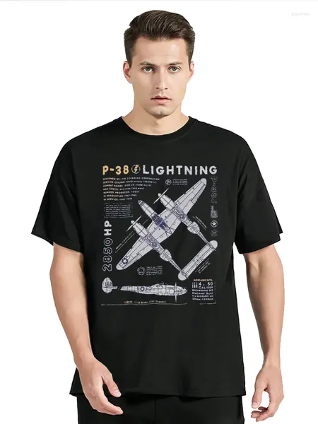T-shirts pour femmes P-38 Airplane Spitfire Retro Pilot Shirt Men's Cotton T-shirt drôle ou cou Tshirt Vêtements Tops