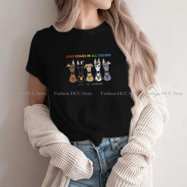 T-shirts pour femmes paix amour fierté graphique Harajuku Polyester t-shirt lévriers chien hauts créatifs chemise de loisirs femmes