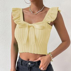 T-shirts pour femmes Peplum Small Flying Sleeve Bow Crop Shirt Slim Top Vest And Corset