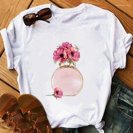 Vrouwen T-shirts Parfum Lippenstift Print Vrouwen Shirt Korte Mouw O Hals Losse Vrouw T-shirt Zomer Dames Tee Tops kleding Camisetas Mujer